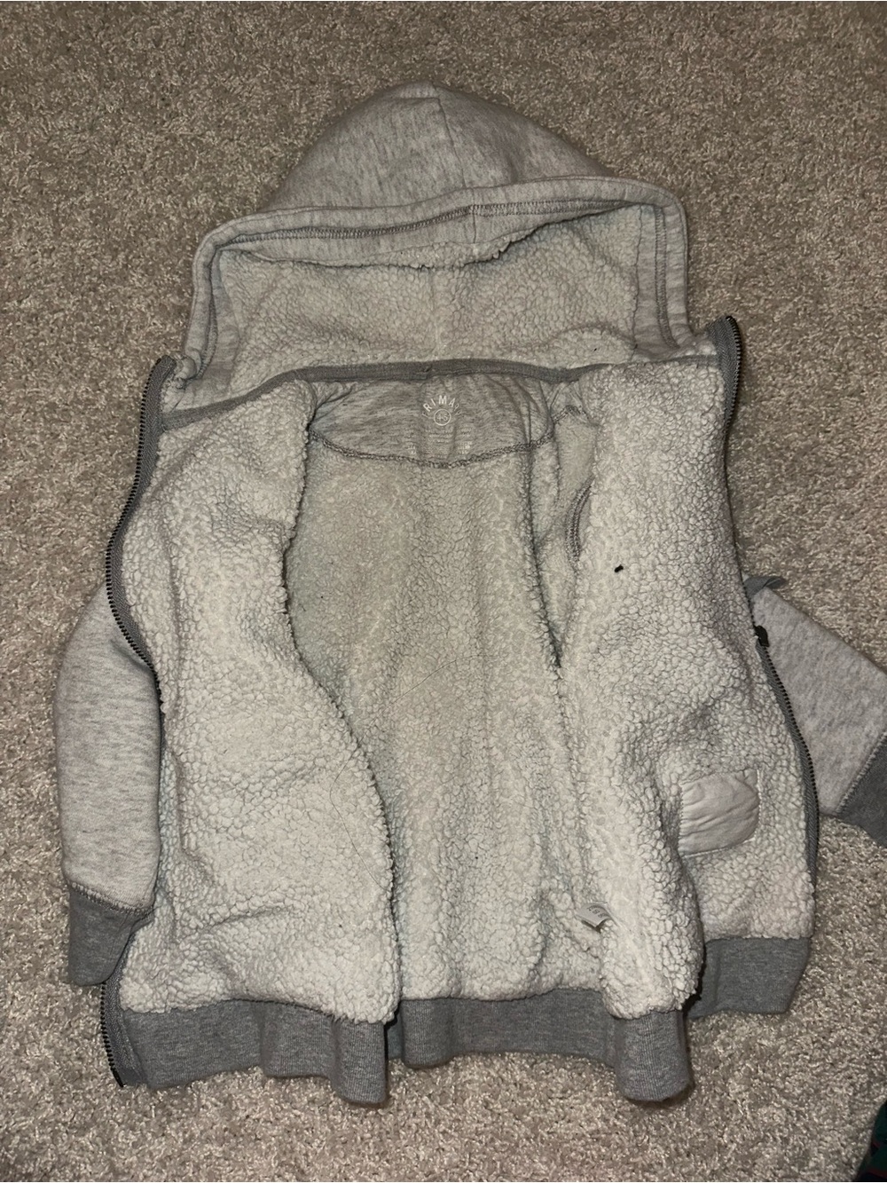 Primary Grey Sherpa-Lined Hooded Puffer Jacket